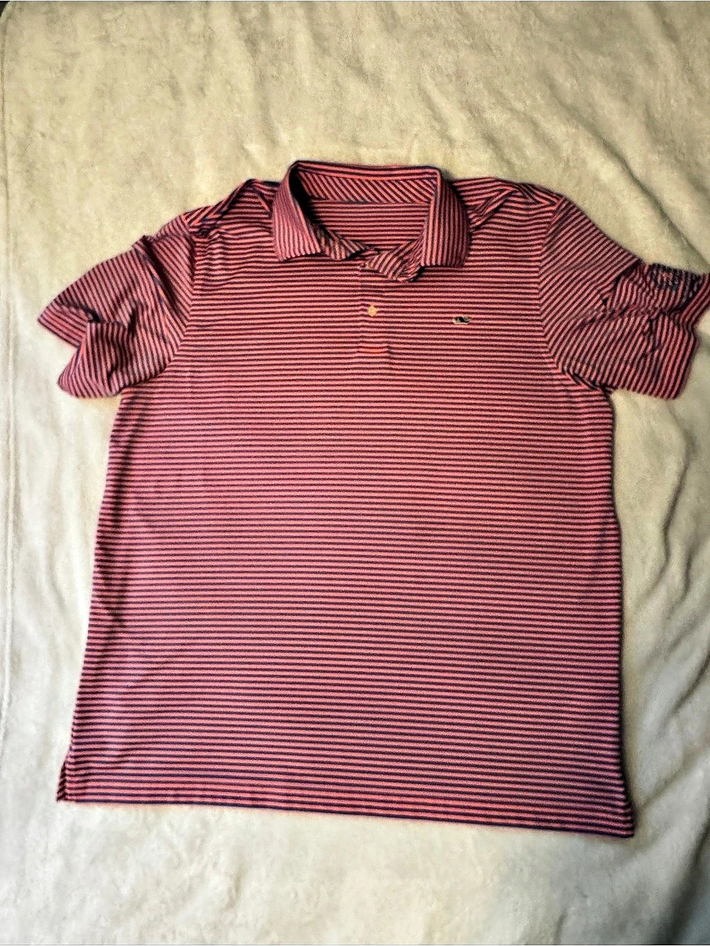 vineyard vines Performance Stripe Polo Men's Striped Polo in Orange & Blue Size